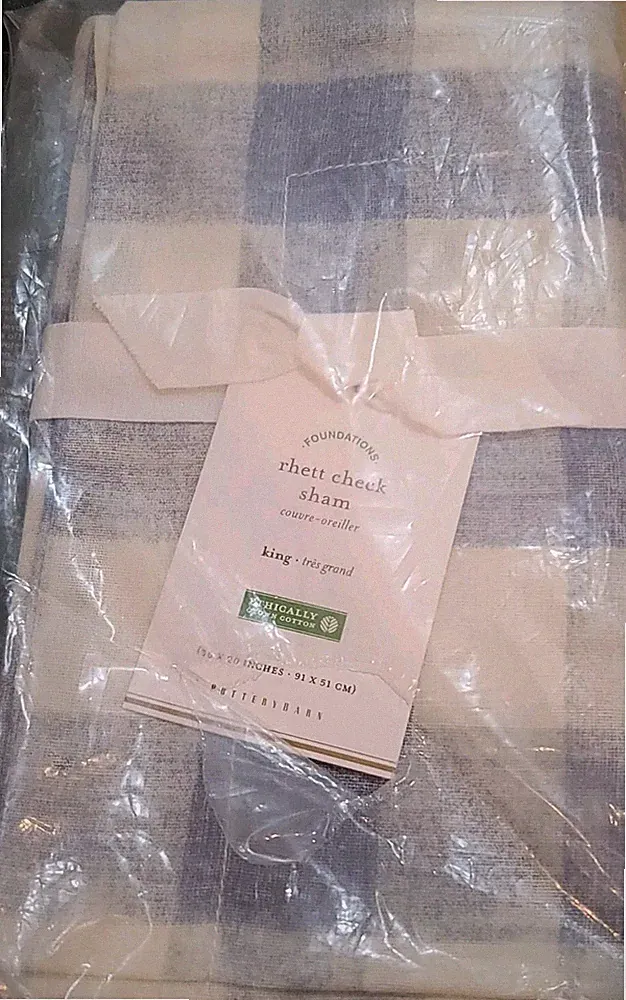 2pc Set POTTERY BARN Rhett Check KING Pillow Shams
