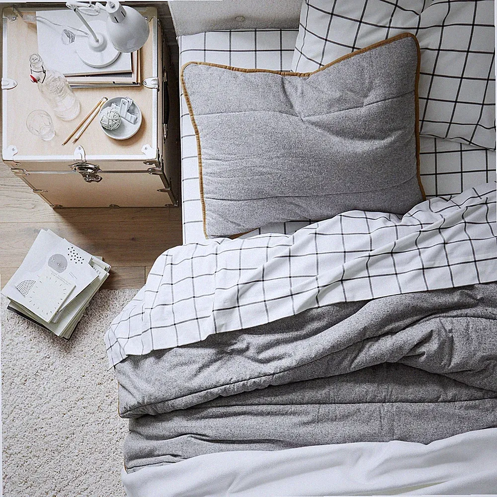 Best Seller Pottery Barn Boxter Plaid Organic Sheet Set White/Onyx-Twin/Twin XL