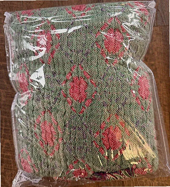 New GreenRow Pia Cotton Throw Blanket ~Green/Pink~ Pottery Barn