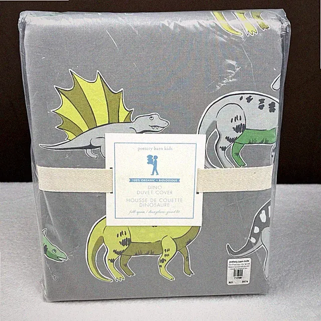 NEW! Pottery Barn Organic Finn Dino Dinosaur Full-Queen 90" x 88" Duvet Cover