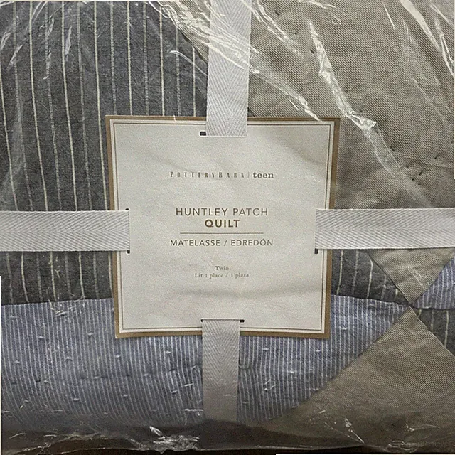 New Pottery Barn Teen Huntley Patch TWIN Quilt Blue Twin XL Dorm Cotton