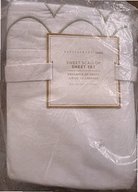 New Pottery Barn Teen Sweet Scallop FULL Sheet Set ~Sage Green~