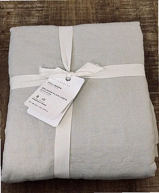 NWT Pottery Barn Belgian Flax Linen Duvet Covet Queen 92 x 88" grey/clay color