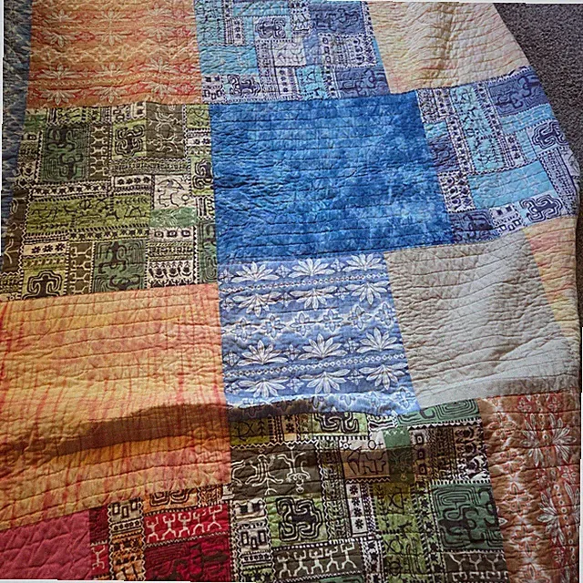 PBteen Pottery Barn Quilt Patchwork Tribal Batik Boho Blue Green Orange Cotton