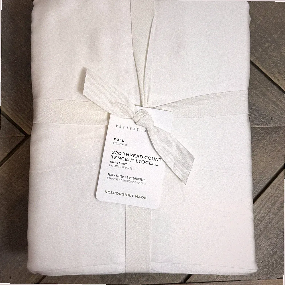 POTTERY BARN 320 THREAD COUNT TENCEL LYOCELL SHEET SET, FULL ~ IVORY