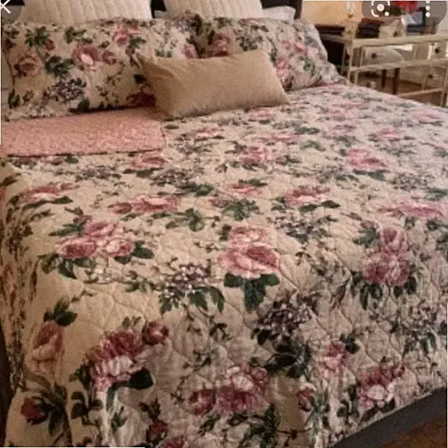 Pottery Barn Adelise Floral Cotton Linen King / Cali Quilt French Country NEW