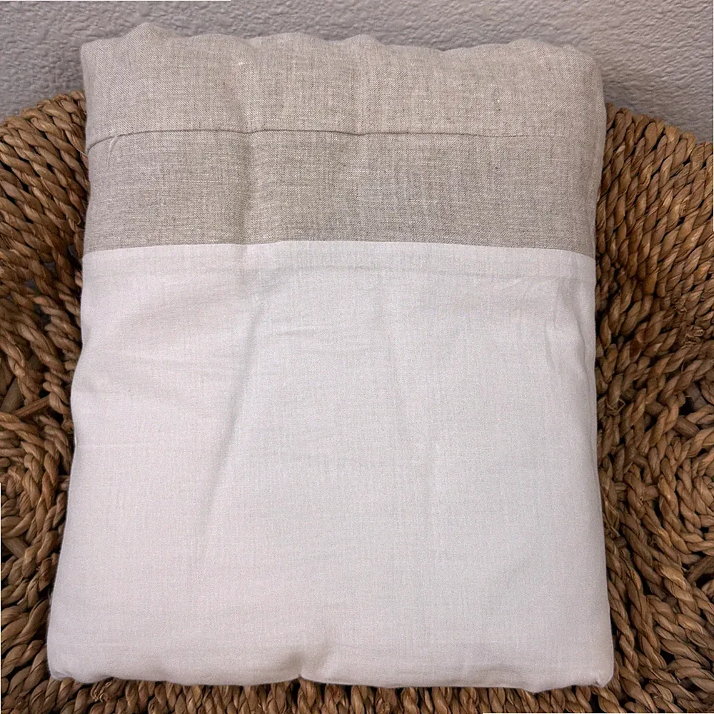 POTTERY BARN BASIC BELGIAN FLAX LINEN BED SKIRT, 14" DROP QUEEN ~ FLAX BEIGE