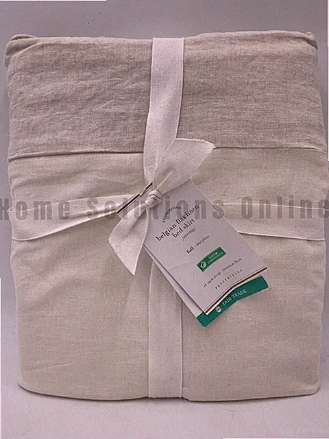 Pottery Barn Belgian Flax Linen Bed Skirt Flax Beige Full 14" Drop #H121D