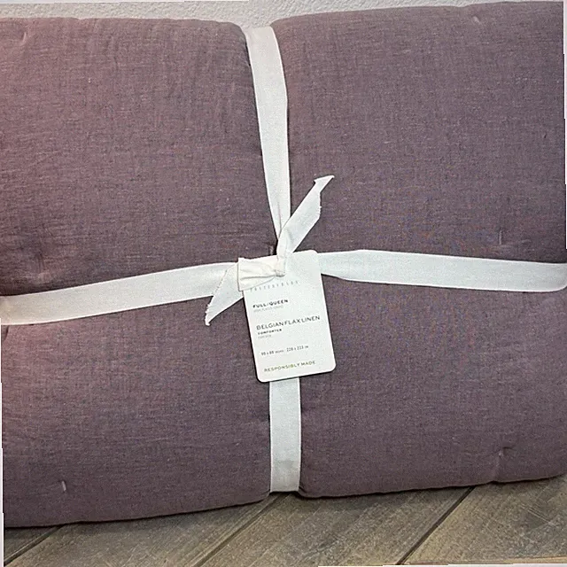 POTTERY BARN BELGIAN FLAX LINEN COMFORTER, FULL/QUEEN ~ FIG