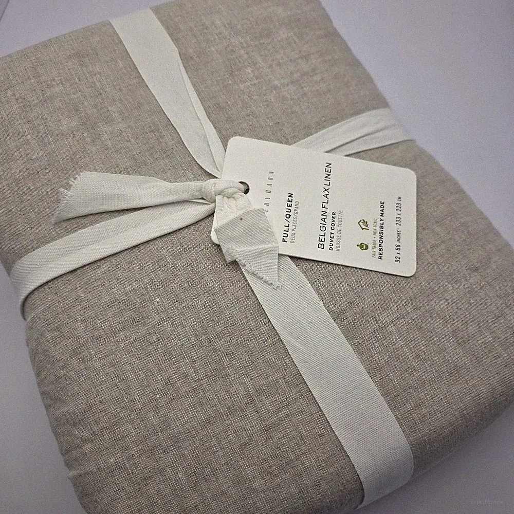 Pottery Barn Belgian Flax Linen Duvet Cover Full Queen Flax Color New