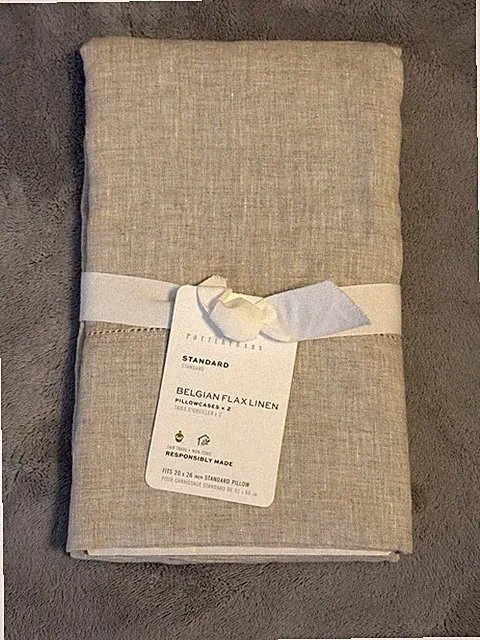 POTTERY BARN BELGIAN FLAX LINEN SET OF 2 STANDARD PILLOWCASES FLAX NEW WITH TAG