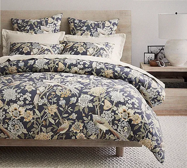 Pottery Barn Bloom Floral Sateen Duvet King/Cal. King, Blue