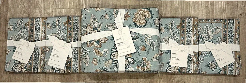 Pottery Barn Brooke Full/Queen Duvet Cover w/ 4 Euro Shams BRAND NEW