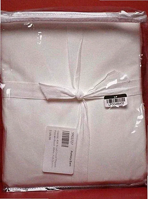 Pottery Barn Classic 400 Thread Count Organic Percale Duvet 92" x 88" White New