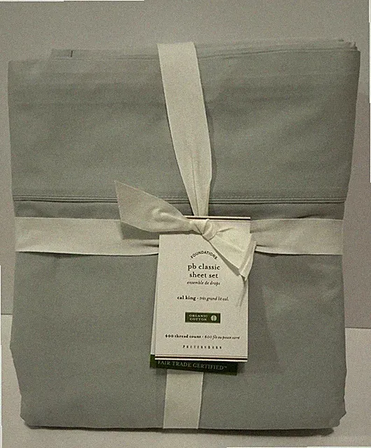 POTTERY BARN CLASSIC SHEET SET 400 THREAD COUNT ORGANIC COTTON CALIFORNIA KING