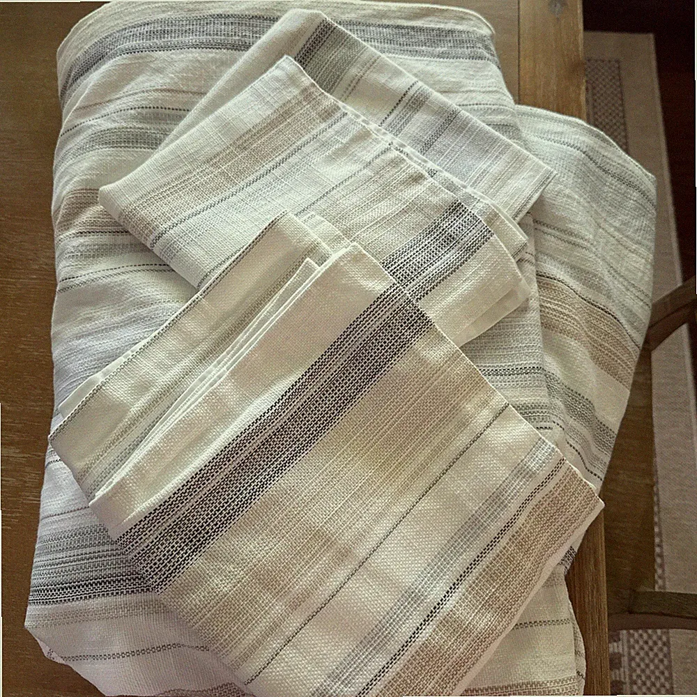 Pottery Barn Clayton Stripe King Duvet Cover w/2 King shams Neutral Ivory Beige