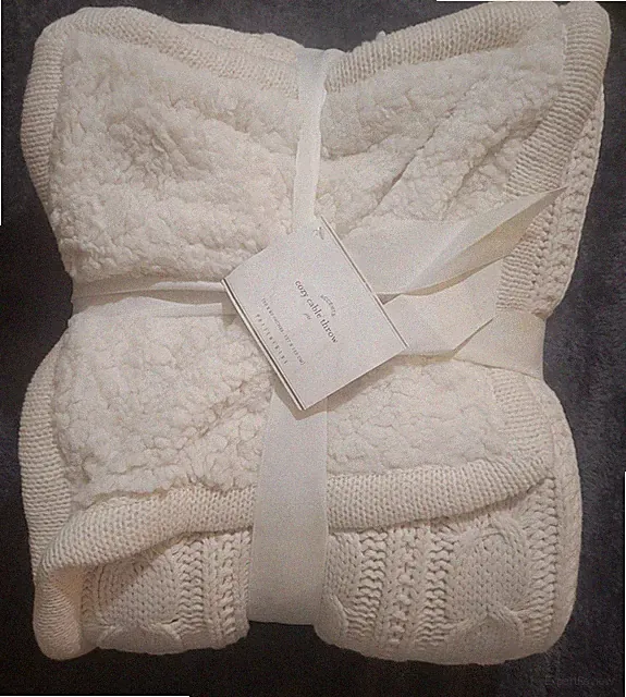 Pottery Barn Cozy Cable Throw 50 x 60” Blanket Ivory NEW