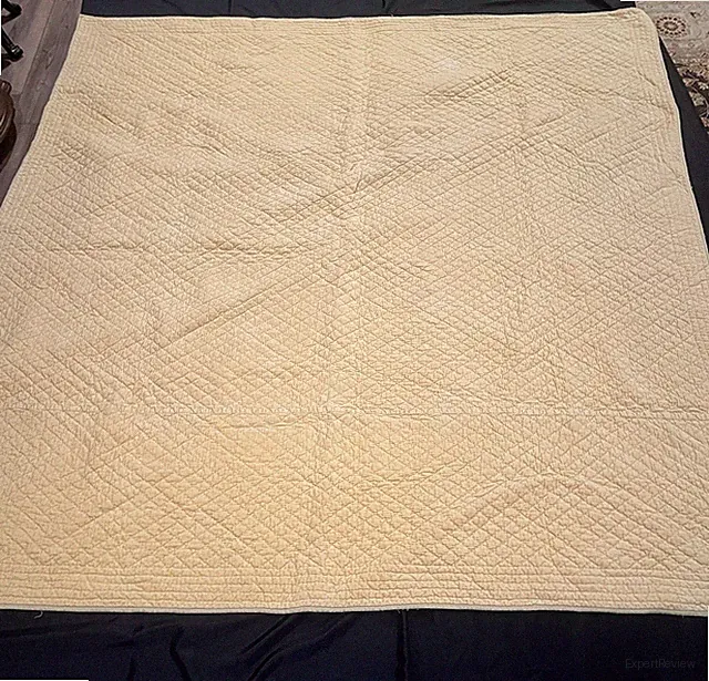 Pottery Barn Cross Stitch Ruby Yellow Quilt Bedspread Queen Full 91x86