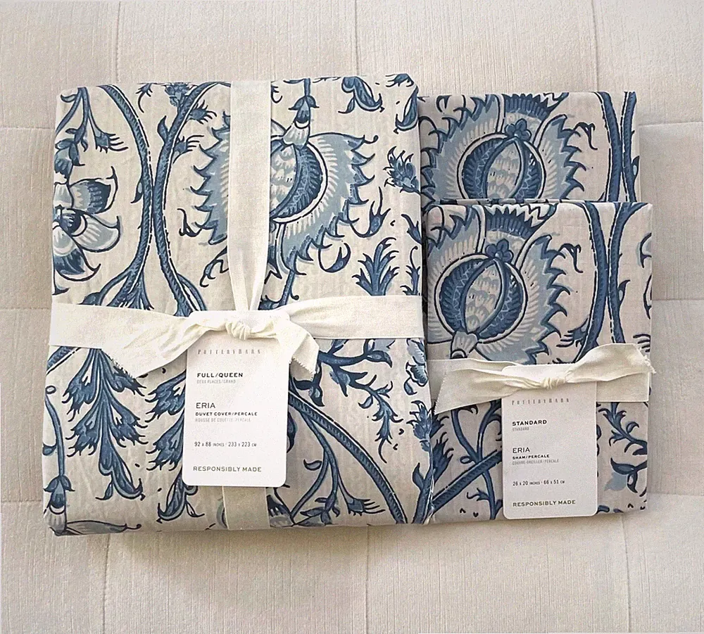 Pottery Barn ERIA REVERSIBLE Duvet Cover Full Queen & Two Standard Shams NWT