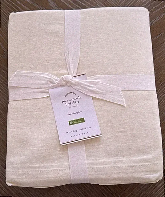 Pottery Barn Essentials Linen Cotton Bed Skirt Ivory FULL 14" DROP NEW