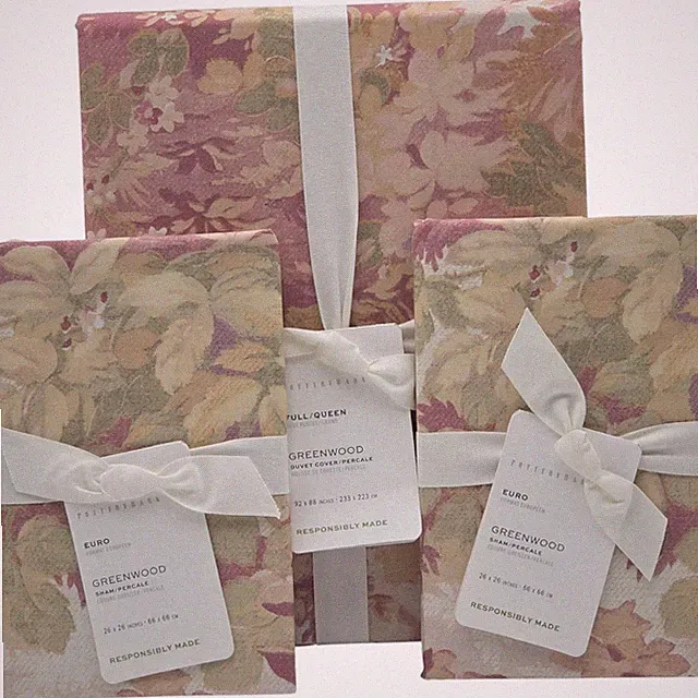 Pottery Barn Greenwood Full Queen Duvet Cover 2 Euro Shams Rosewood