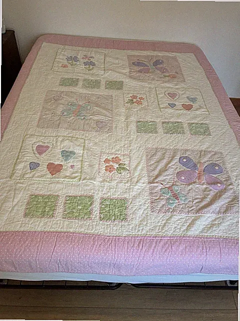 Pottery Barn Inspired Quilt Twin Butterflies embroidered Flowers 63 X 83