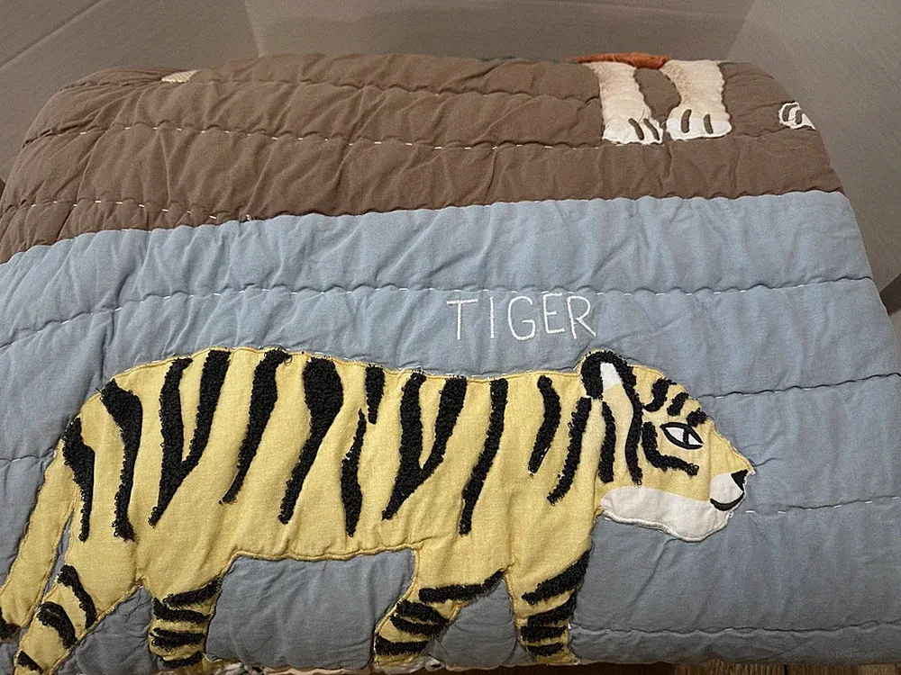 Pottery Barn Kids Brendan Animals Safari Quilt Queen IMPERFECT