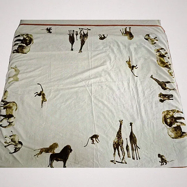 Pottery Barn Kids Jungle Safari Twin Size Thin Coverlet Bedspread Cotton 2007