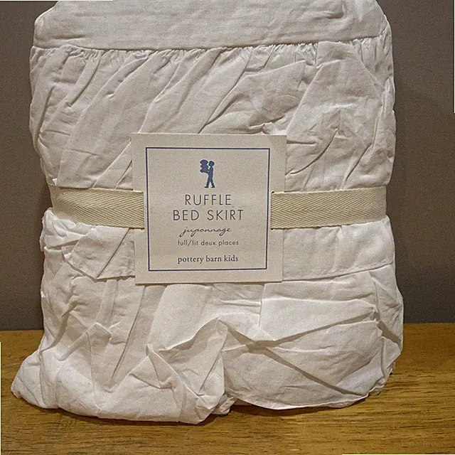 Pottery Barn Kids White Full Jupannage Ruffle Bed Skirt New 18" Drop Cotton