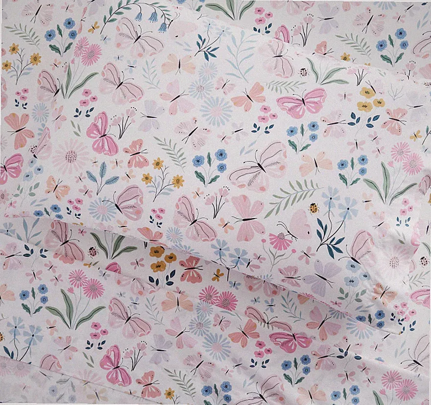 Pottery Barn Kids Wildflower Butterfly Organic Cotton Twin Sheet Set