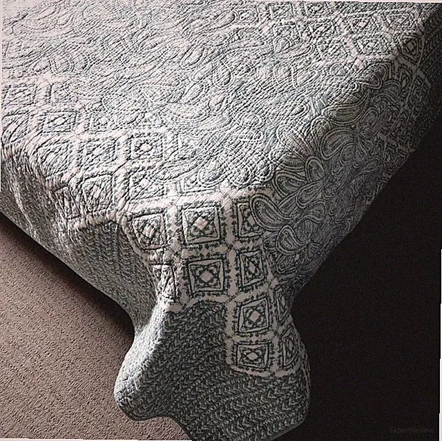 POTTERY BARN Paulina Paisley Diamond BEDSPREAD +2 SHAMS Seafoam Green 106x92 K/Q