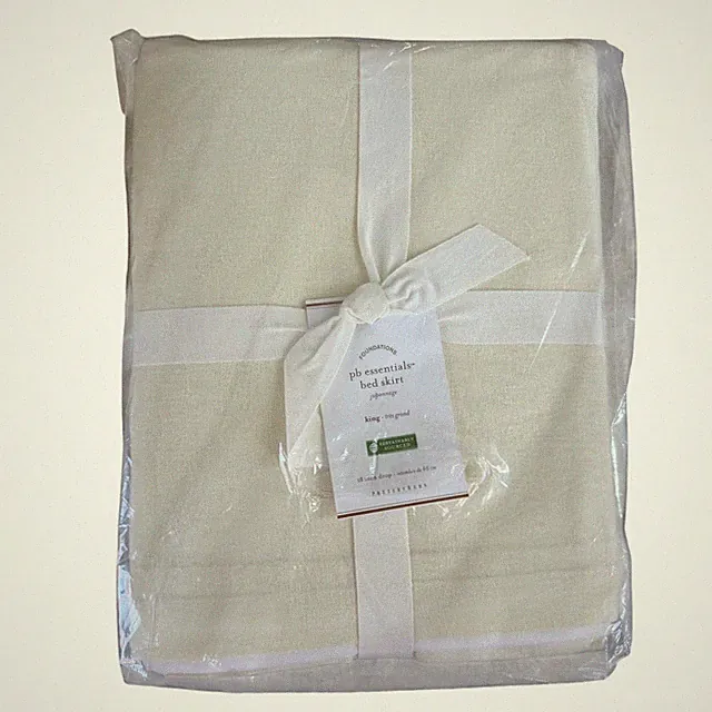 Pottery Barn PB Essentials King Bed Skirt Ivory 18 Inch Drop Sustainably Sourced