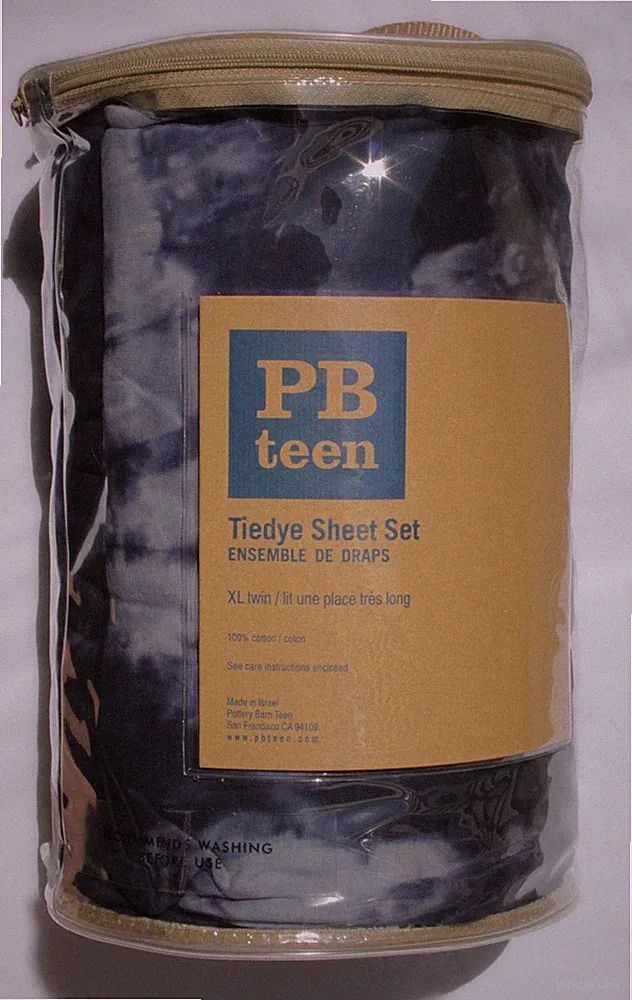Pottery Barn PB Teen Cotton Tie Dye Jersey Bedding Set in Navy Blue TWIN XL