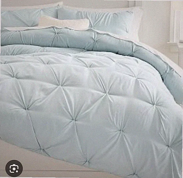 Pottery Barn PINTUCK Comforter Arctic Ice Queen + Pillow Sham, Open Box.