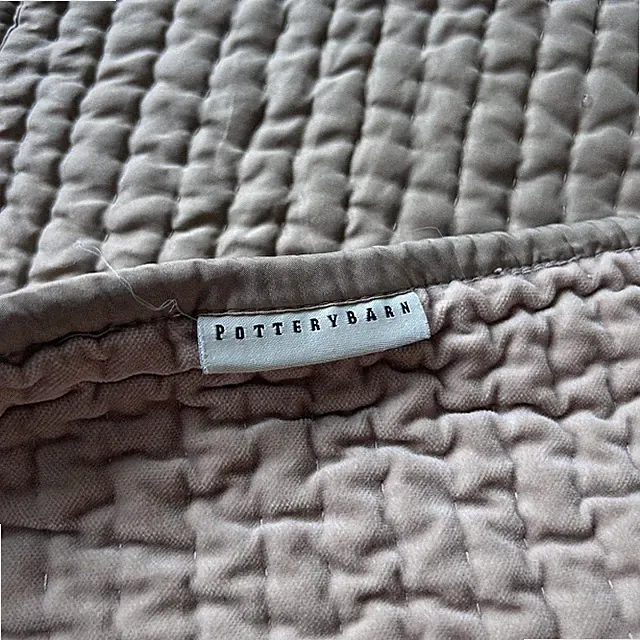 Pottery Barn Queen Quilt Reversible Velvet Silk Cotton 90" x 94" Pick Stitch