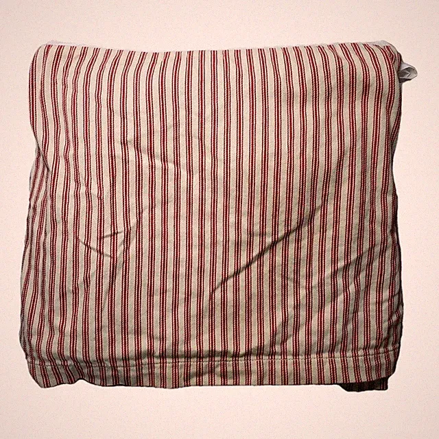 Pottery Barn Red & Cream Ticking Stripe Queen Bed Skirt