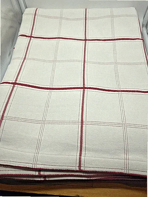 Pottery Barn Red White Stripes Double Queen Coverlet Quilt Bedspread Cotton Vtg