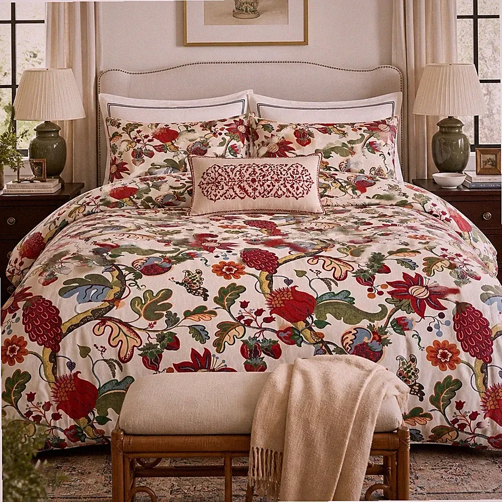 Pottery Barn Serafina Floral Duvet Cover King Set 108x90 + 2 Pillowcases 20x26