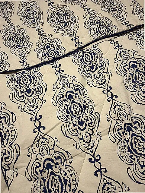 Pottery Barn Shams STANDARD Floral Medallions Blue Quilted PAIR