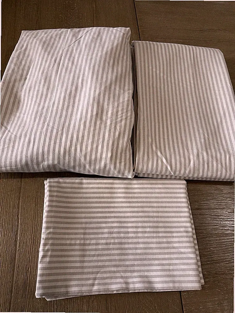 Pottery Barn Teen Boxter Organic 3 Piece Sheet Set XL Twin ivory latte