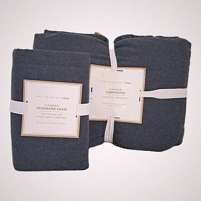 Pottery Barn Teen Camden Reversible Comforter & Sham Twin XL Navy Blue
