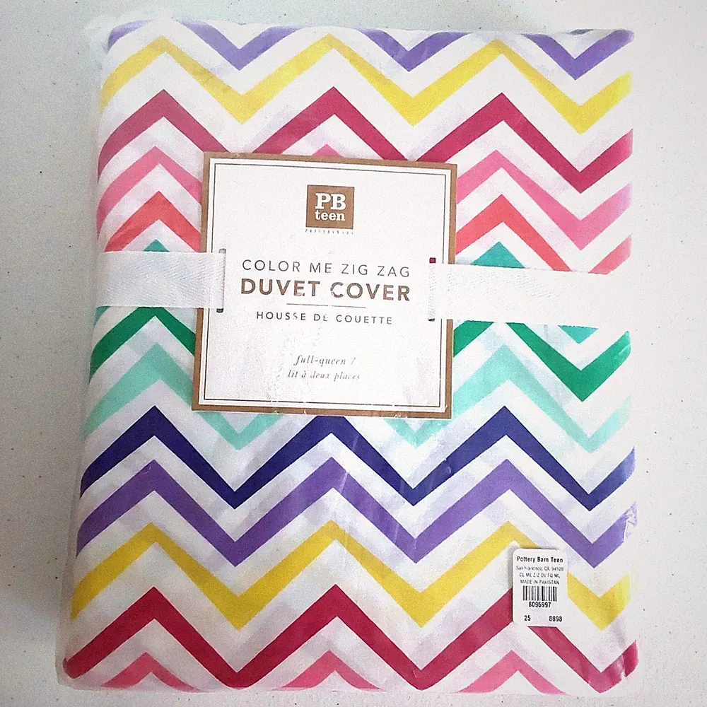Pottery Barn Teen Color Me Zig Zag Duvet Cover Full/Queen - New