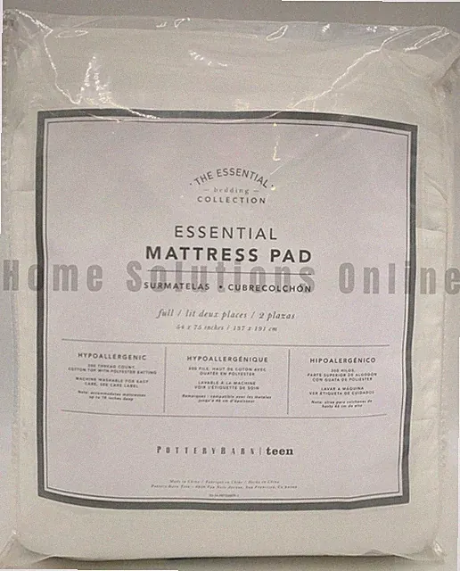 Pottery Barn Teen Essential Waterproof Hypoallergenic Mattress Pad Full #T1201