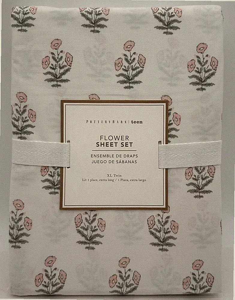 Pottery Barn Teen FLOWER TWIN / TWIN XL Sheet Set ~ Pink