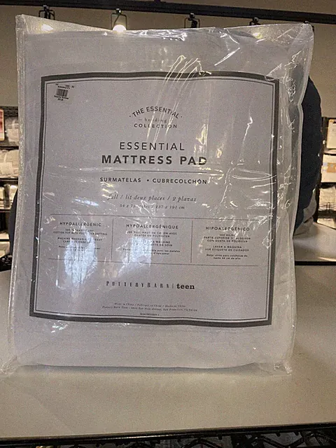 POTTERY BARN TEEN HYPOALLERGENIQUE ESSENTIAL MATTRESS PAD FULL WHITE NEW