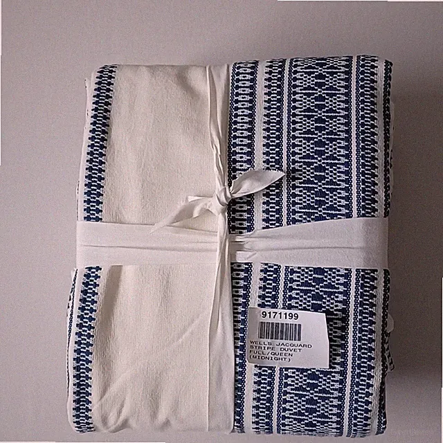 Pottery Barn Wells Jacquard F/Q Duvet Cover Midnight Blue Multi Marketing Sample